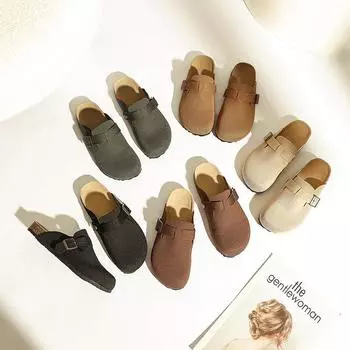модные новые женские классические пробковые сабо для женщин модные пробковые замшевые мюли тапочки для улицы дышащие повседневные сандалии модные 35(Foot22.5cm) абрикосовый