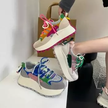 Модные новые женские кроссовки Модные универсальные женские теннисные туфли Дышащие сетчатые кроссовки Удобные повседневные кроссовки на платформе 35 розовый