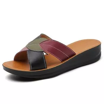 Модные новые женские летние шлепанцы большого размера из коровьей кожи, модные удобные легкие спортивные женские тапочки 35