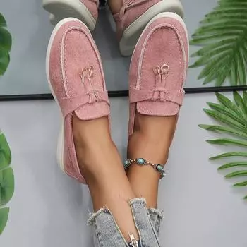 Модные новые женские мокасины Slip on женские туфли на плоской подошве Брендовые высококачественные повседневные туфли на плоской подошве из кожи и кашемира 37 розовый