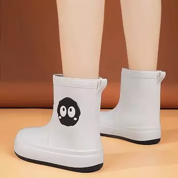 Модные новые женские нескользящие резиновые сапоги, уличная обувь для воды, теплые зимние сапоги 36-37 чёрный