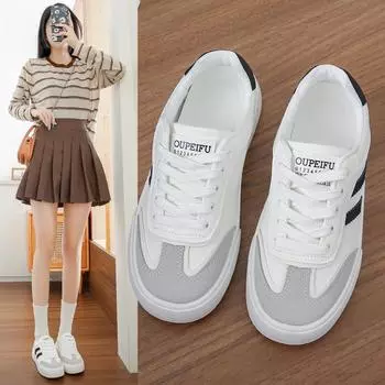 Модные новые женские спортивные туфли на плоской мягкой подошве, повседневные прогулочные туфли на шнуровке, дышащие женские спортивные туфли с защитой от скольжения 35 чёрный