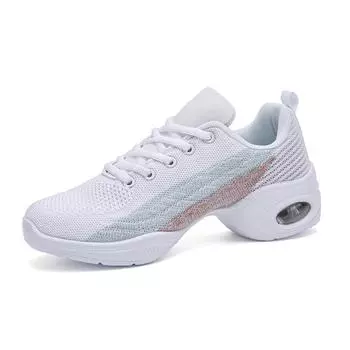 Модные новые женские танцевальные туфли с дышащей сетчатой поверхностью, модные черные туфли с мягкой подошвой, повседневные спортивные туфли для женщин, весна-лето, на шнуровке 35