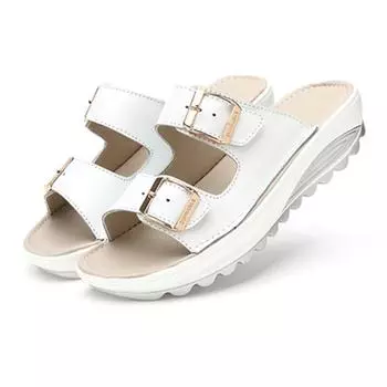 Модные новые женские тапочки большого размера из 100% коровьей кожи. Удобная пляжная обувь на плоской подошве. Модные удобные нескользящие тапочки. 35