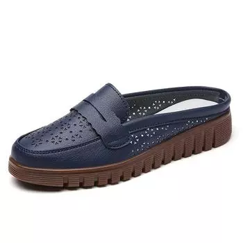 Модные новые женские туфли большого размера из натуральной кожи с открытым верхом, удобные, нескользящие, повседневные туфли 35