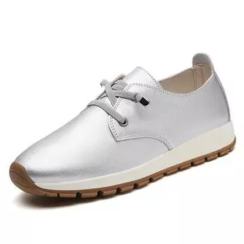 Модные новые женские туфли большого размера из 100% коровьей кожи Модные универсальные удобные спортивные туфли высокого качества для женщин из кожи 36