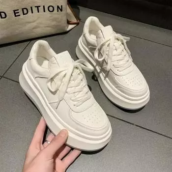 Модные новые женские туфли для скейтбординга, белые кроссовки на платформе, женские кожаные вулканизированные туфли для женщин, весна, Tenis Femme 35 белый