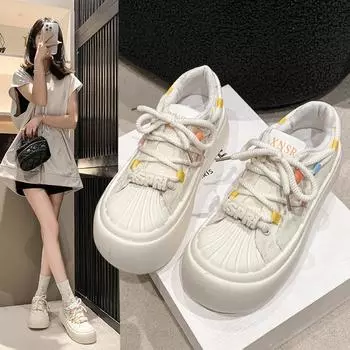 Модные новые женские туфли на плоской подошве из ткани, осенние модные повседневные дизайнерские дышащие парусиновые студенческие бежевые кружевные кроссовки для женщин 35 бежевый