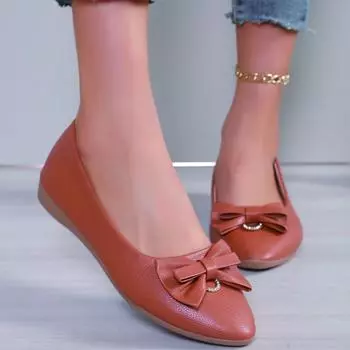 Модные новые женские туфли на плоской подошве с острым носком и узлом-бабочкой, повседневные туфли без застежек для женщин, мокасины, женская обувь для ходьбы на плоской подошве 35
