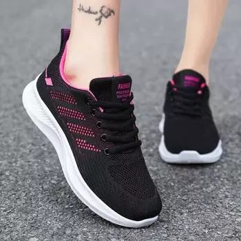 Модные новые женские туфли с мягкой подошвой, повседневные спортивные женские туфли, дышащие одинарные туфли с сетчатой плетеной подошвой для женщин, кроссовки для бега 36 розы красного