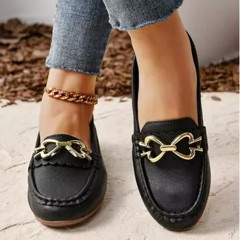 Модные новые женские туфли Slip on Casual Удобные нескользящие однотонные туфли для улицы Износостойкие женские туфли Роскошные мокасины 36 чёрный