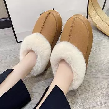 Модные новые женские зимние теплые утолщенные плюшевые толстые хлопковые сапоги на плоской подошве женские сапоги 36 чёрный