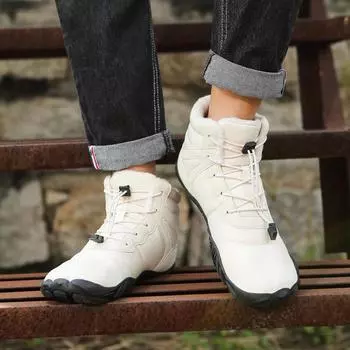 Модные новые зимние ботинки для мужчин и женщин, босиком на открытом воздухе, нескользящие, теплые, меховые, повседневные кроссовки, большие размеры, ботильоны, походная обувь 36 бежевый