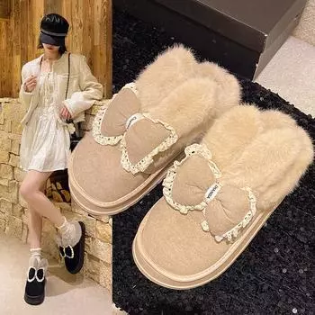 Модные новые зимние ботинки для женщин с интересным дизайном, модные хлопковые ботинки на плоской подошве для студентов 36-37 бежевый