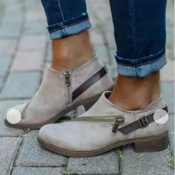 Модные новые зимние сапоги женские высококачественные толстые сапоги на молнии женские туфли модные ботильоны из коровьей замши женские 35 коричневый