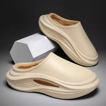 Модные новые зимние тапочки для мужчин, обувь для хлеба с круглым носком, водонепроницаемая, модная универсальная взрывная модель UETEEY, белые модные туфли для мужчин 36-37 чёрный