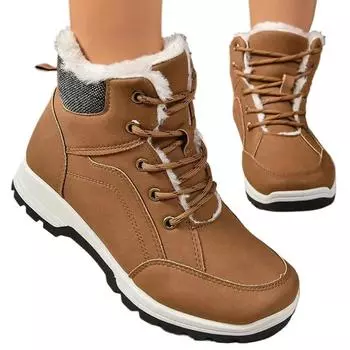 Модные новые зимние толстые плюшевые зимние ботинки женские на шнуровке с толстой подошвой теплые хлопковые подбитые туфли женские водонепроницаемые нескользящие кроссовки на платформе 37 коричневый