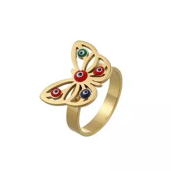 Модные Очаровательные Ювелирные Изделия Кольца Бабочки Из Нержавеющей Стали 6 золотой