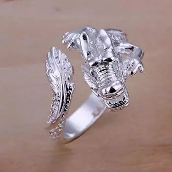 Модные Очаровательные Кольца Серебряного Цвета Дракон Дизайн Ювелирных Изделий Красивые Женщины Леди Мужчины Праздничные Подарки 8 серебряный