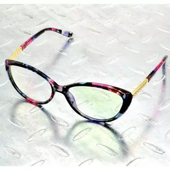 Модные очки Cateye с синим цветком из золотого сплава, дужки во всю оправу, оптическая оправа для очков, оправа для очков розовый