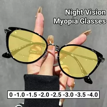 Модные очки для близорукости «кошачий глаз», очки для ночного видения, готовые очки для коррекции зрения, унисекс, диоптрии от 0 до -4,0 -1.5