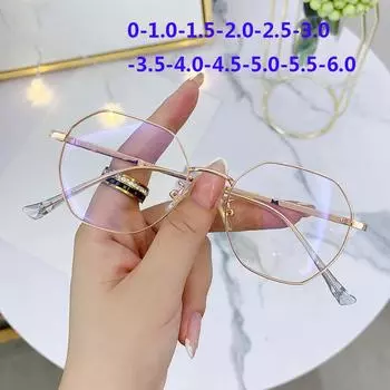Модные очки для близорукости с полигональной отделкой для мужчин и женщин, оптическая оправа для очков, модные очки для близорукости с защитой от синего света Anti blue light-0 чёрный