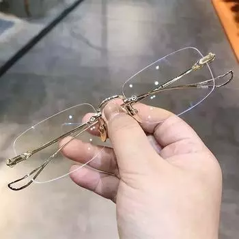 Модные очки для чтения без оправы, роскошные очки для дальнозоркости, очки с защитой от синего света, гибкие безрамочные очки Strength 1