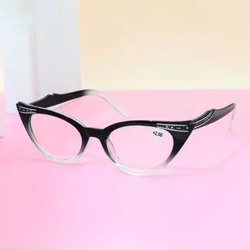 Модные очки для чтения для женщин, стиль «кошачий глаз», оправа для чтения, роскошный дизайн, блокировка вредного света, компьютерное стекло +1 чёрный