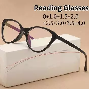Модные очки для чтения «кошачий глаз» с принтом для женщин и мужчин, блокирующие синий свет, очки по рецепту унисекс для дальнозоркости +1,0 0 чёрный