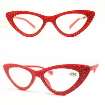 Модные очки для чтения, легкие очки в стиле ретро со стразами, кошачий глаз и бриллианты, женские/мужские очки ручной работы +3.5 чёрный