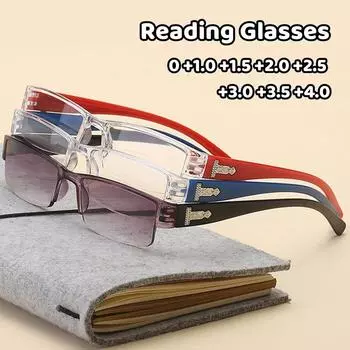 Модные очки для чтения, новые интегрированные мужские и женские прозрачные линзы, полуоправа, пресбиопические очки, сверхлегкие очки унисекс 1