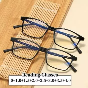 Модные очки для чтения с блокировкой синего света TR90, очки для дальнего зрения с диоптриями, мужские и женские, винтажные, новые очки по рецепту +1.0 матовый черный
