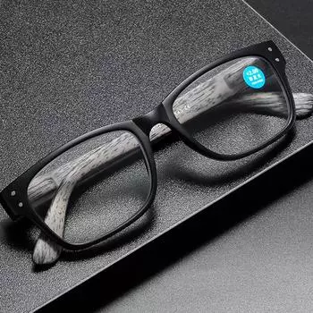 Модные очки для чтения с имитацией древесного зерна, очки для чтения с защитой от синего света +1.0 серый