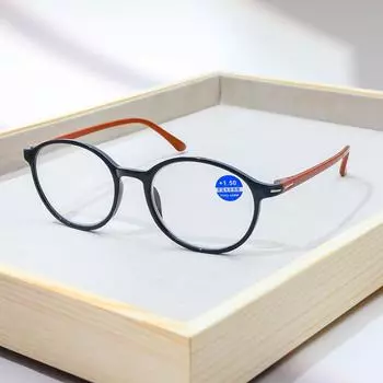 Модные очки для чтения с круглой оправой, классические очки для пресбиопов, блокирующие синий свет, компьютерные очки +1 чёрный