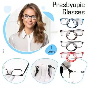 Модные очки для чтения с подвеской на шею, магнитная оправа из поликарбоната, квадратная оправа, удобные и комфортные телескопические ножки унисекс 350 чёрный