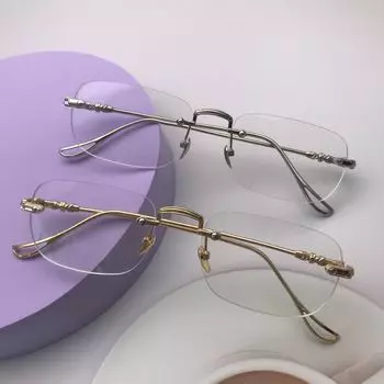 Модные очки для чтения, сверхлегкие деловые очки без оправы, ретро-очки с металлической оправой, мужские очки с защитой от синего света 0 degree anti-blue light
