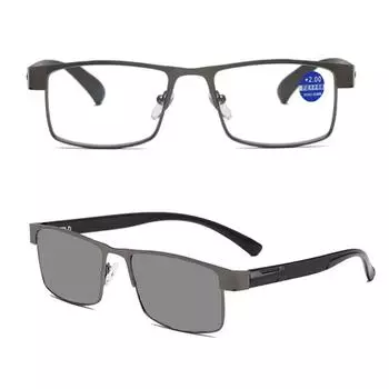 Модные очки для чтения в металлической оправе, новые фотохромные очки для пресбиопии для пожилых людей, оптические очки против синего света 2