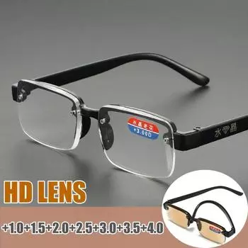 Модные очки для чтения в полуоправе для женщин и мужчин, модные квадратные очки для дальнозоркости, ретро-очки против усталости и пресбиопии +1.0 коричневый