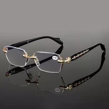 Модные очки для чтения в стиле Харадзюку для женщин и мужчин, огранка «бриллиант», блокирующие синий свет, очки для пресбиопии, очки для дальнозоркости 0 золотой