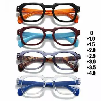 Модные очки для чтения в толстой оправе для мужчин и женщин, зеркальные очки для чтения с высокой четкостью и защитой от синего света для дальнего зрения с шарнирным механизмом и полной оправой +100