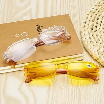 Модные очки для чтения высокой четкости, брендовые женские и мужские очки для пресбиопии, зеркало для дальнозоркости 100 жёлтый
