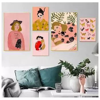 Модные очки для девочек-любителей, животные, настенная живопись на холсте, плакаты на скандинавскую тему и принты, настенные панно для девичьей комнаты, декор для спальни, без рамки 21*30cm