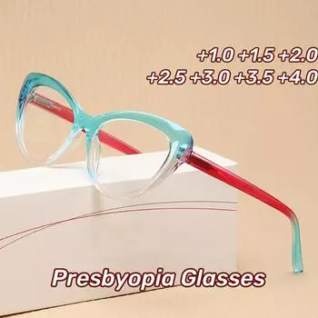 Модные очки «кошачий глаз», очки для чтения, ретро и модные деловые женские очки, оправа, анти-синий свет, очки +1,0 до +4,0 +1.0 синий