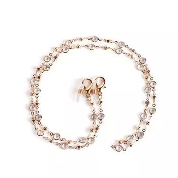 Модные очки-маска со стразами, ремешок двойного назначения, сохраняющий цвет, защита от потери наушников, маска-цепочка, очки, веревочная цепочка