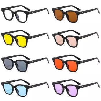 Модные очки мужские солнцезащитные очки высокого качества женские оттенки ярких цветов корейские унисекс повседневные популярные UV400 винтажные прямоугольные очки ручной работы Glasses cloth random color