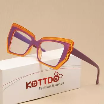 Модные очки оправа кошачий глаз анти-синий Lihgt плоское зеркало чёрный