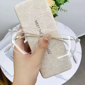 Модные очки с защитой от синего света. Высококачественные очки для близорукости в корейском стиле с металлическими резьбовыми ножками, сверхлегкие и не давящие на нос. Anti blue light