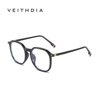 Модные очки с защитой от синего света VEITHDIA, новый художественный стиль, мужские и женские квадратные очки в ПК-рамке 5504 чёрный