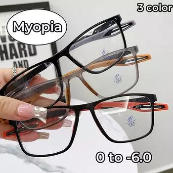 Модные очки TR90 Spring Leg Finished для близорукости, ультра-анти-синие очки для близорукости, ретро-квадратная оправа для близорукости -2