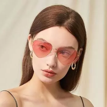 Модные очки в стиле ретро с сердечками, женские винтажные брендовые очки с градиентными металлическими солнцезащитными очками, модные линзы с ЛЮБОВЬЮ, оттенки